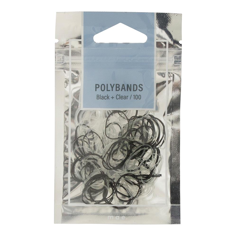 Mae ElasticS Polybands Black & Clear (100)